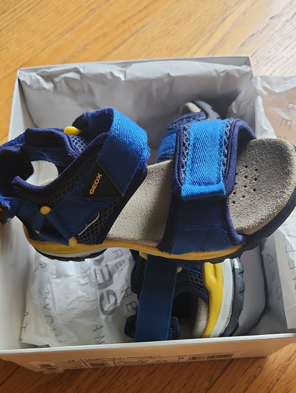 Geox Kids Navy Blue and Yellow Hook & Loop Sandals